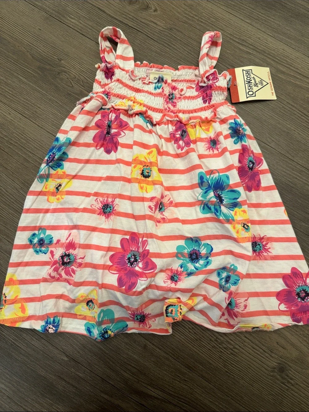🆕 OshKosh B'gosh Stripe & Floral Dress with Bloomers. 18m. NWT!💗